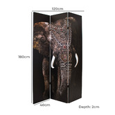 Storage Co 3 Panel Elephant Canvas Room Divider