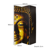 Storage Co 3 Panel Gold Buddha Canvas Room Divider