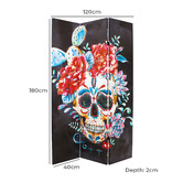 Storage Co 3 Panel Candy Skull Canvas Room Divider