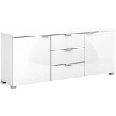 In Home Furniture Style White Gloss Kyana Triple Drawer Buffet