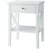 In Home Furniture Style White Long Island 1 Drawer Bedside Table