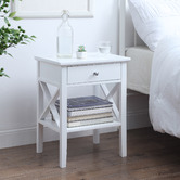 West Valley Interiors White Long Island 1 Drawer Bedside Table