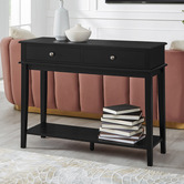West Valley Interiors Black Chloe 2 Drawer 1 Shelf Console Table