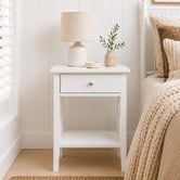 West Valley Interiors White Long Island 1 Drawer Bedside Table