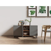 Core Living Walnut & Grey 3 Door Johnson Sideboard | Temple & Webster