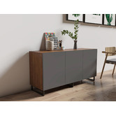 Core Living Walnut & Grey 3 Door Johnson Sideboard | Temple & Webster