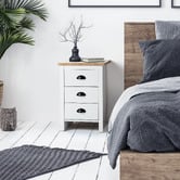 Core Living White &amp; Natural East Hastings 3 Drawer Bedside Table