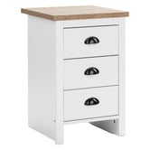 Core Living White &amp; Natural East Hastings 3 Drawer Bedside Table