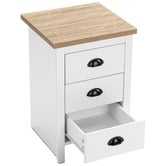 Core Living White &amp; Natural East Hastings 3 Drawer Bedside Table