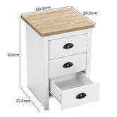 Core Living White &amp; Natural East Hastings 3 Drawer Bedside Table