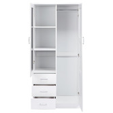 Core Living White Morana 2 Door 3 Drawer Wardrobe