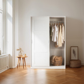 Core Living White Morana 4 Shelf Sliding Doors Wardrobe