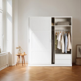 Core Living White Morana 2 Drawer Sliding Doors Wardrobe