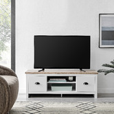 Core Living 120cm White &amp; Natural East Hastings Entertainment Unit