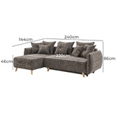Core Living Thomas 3 Seater Double Sofa Bed with Left Chaise