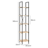 Core Living Alliya II 5 Tier Bookshelf
