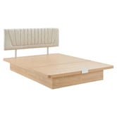 Core Living Natural Merida Gas Lift Storage Queen Bed Frame