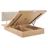Core Living Natural Merida Gas Lift Storage Queen Bed Frame