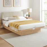 Core Living Natural Merida Gas Lift Storage Queen Bed Frame