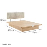 Core Living Natural Merida Gas Lift Storage Queen Bed Frame