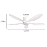 Core Living Winona 132cm AC Low Profile Smart Ceiling Fan with LED Light