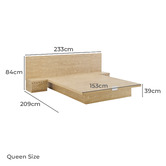 Core Living Altherin Gas Lift Queen Bed Frame with Bedside Tables