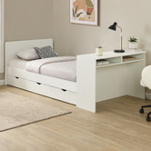 Core Living Alena Single Bed Frame with Built-In Bed End Desk and Drawers