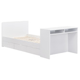 Core Living Alena Single Bed Frame with Built-In Bed End Desk and Drawers