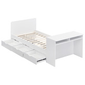Core Living Alena Single Bed Frame with Built-In Bed End Desk and Drawers