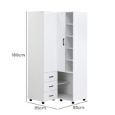Core Living Edna 3 Drawer Corner Wardrobe