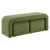 Core Living 3 Piece Avalon Velvet Bench &amp; Storage Ottoman Set