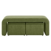 Core Living 3 Piece Avalon Velvet Bench &amp; Storage Ottoman Set