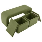 Core Living 3 Piece Avalon Velvet Bench &amp; Storage Ottoman Set