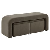Core Living 3 Piece Avalon Velvet Bench &amp; Storage Ottoman Set