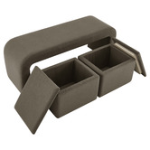 Core Living 3 Piece Avalon Velvet Bench &amp; Storage Ottoman Set
