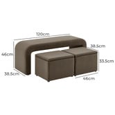 Core Living 3 Piece Avalon Velvet Bench &amp; Storage Ottoman Set