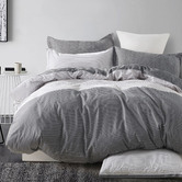 Violette Casa Grey Noah Cotton Quilt Cover Set