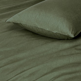 Violette Casa Khaki Ava Vintage Washed Cotton Quilt Cover Set