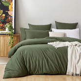 Violette Casa Khaki Ava Vintage Washed Cotton Quilt Cover Set