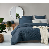 Violette Casa Dark Indigo Ava Vintage Washed Cotton Quilt Cover Set