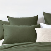 Violette Casa Khaki Ava Vintage Washed Cotton Quilt Cover Set