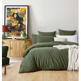 Violette Casa Khaki Ava Vintage Washed Cotton Quilt Cover Set
