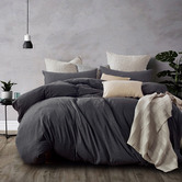 Violette Casa Black Wonder Jersey Cotton Quilt Cover Set