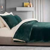 Violette Casa Emerald Green Dania Teddy Sherpa Quilt Cover Set