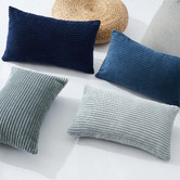 Violette Casa 4 Piece Ardian Corduroy Velvet Lumbar Cushion Cover Set