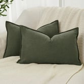 Violette Casa Pipetio Linen &amp; Cotton Lumbar Cushion Covers