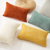 Violette Casa 4 Piece Ardian Corduroy Velvet Lumbar Cushion Cover Set
