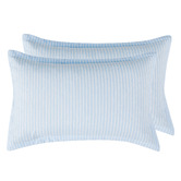 Violette Casa Blue Stripe Lior Yarn-Dyed Washed Microfibre Quilt Cover Set