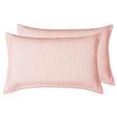 Violette Casa Light Pink Stripe Lior Yarn-Dyed Washed Microfibre Quilt Cover Set