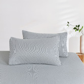 Violette Casa Blue Eliora Yarn-Dyed Washed Microfibre Quilt Cover Set